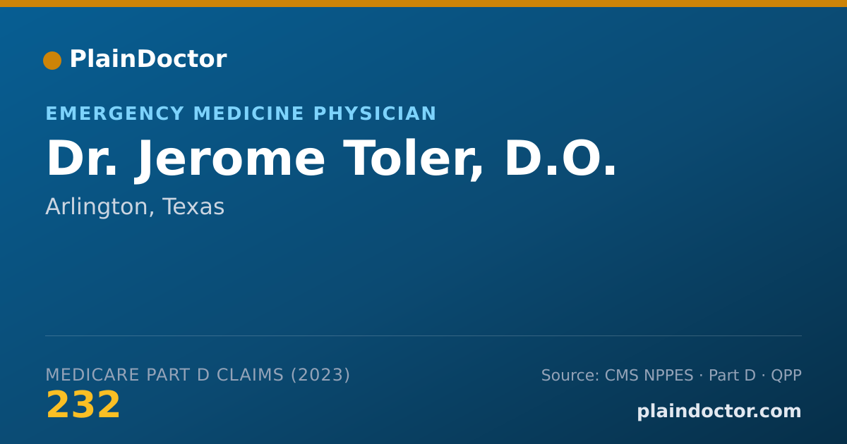 Shareable card for Jerome Toler, D.O. - Emergency Medicine Physician, Arlington, TX