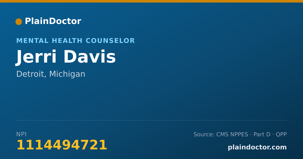 Shareable card for Jerri Davis - Mental Health Counselor, Detroit, MI