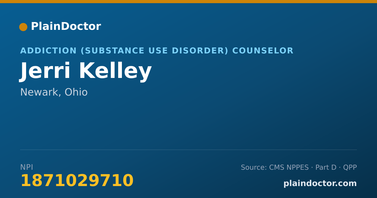 Shareable card for Jerri Kelley - Addiction (Substance Use Disorder) Counselor, Newark, OH