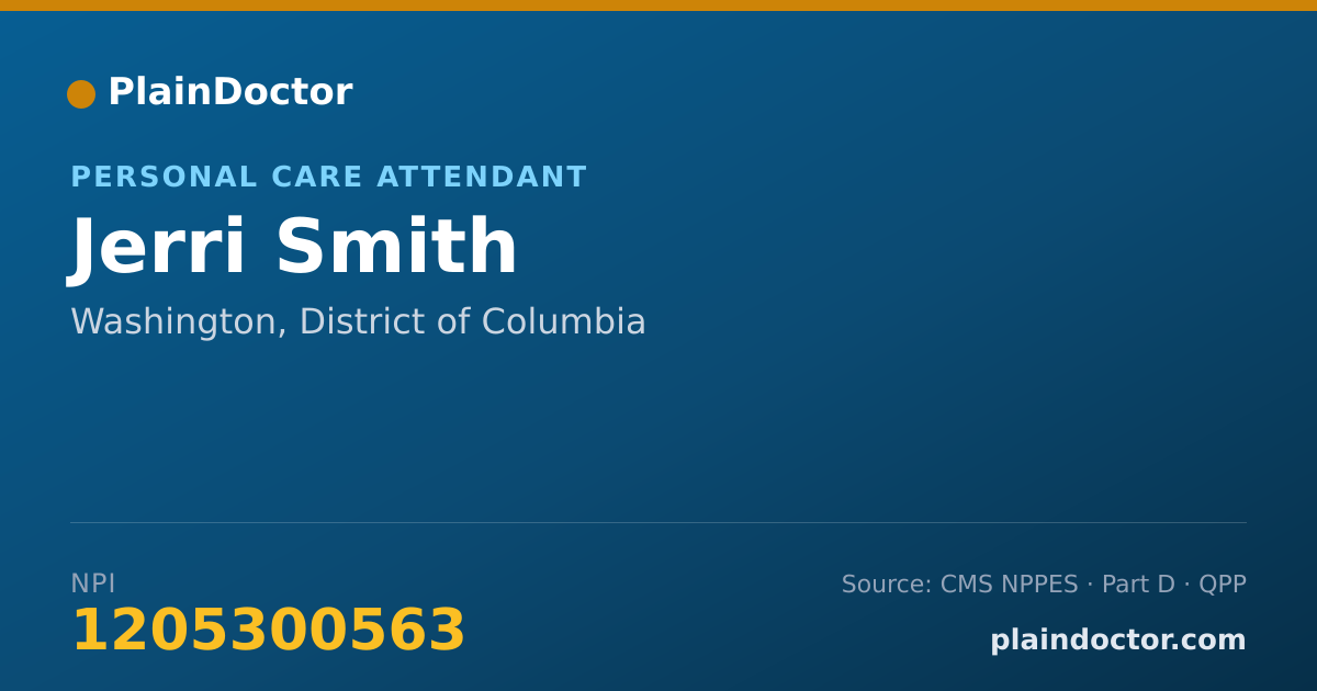 Shareable card for Jerri Smith - Personal Care Attendant, Washington, DC