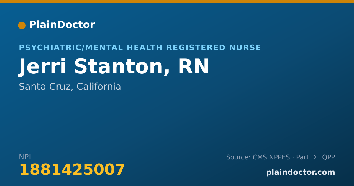 Shareable card for Jerri Stanton, RN - Psychiatric/Mental Health Registered Nurse, Santa Cruz, CA