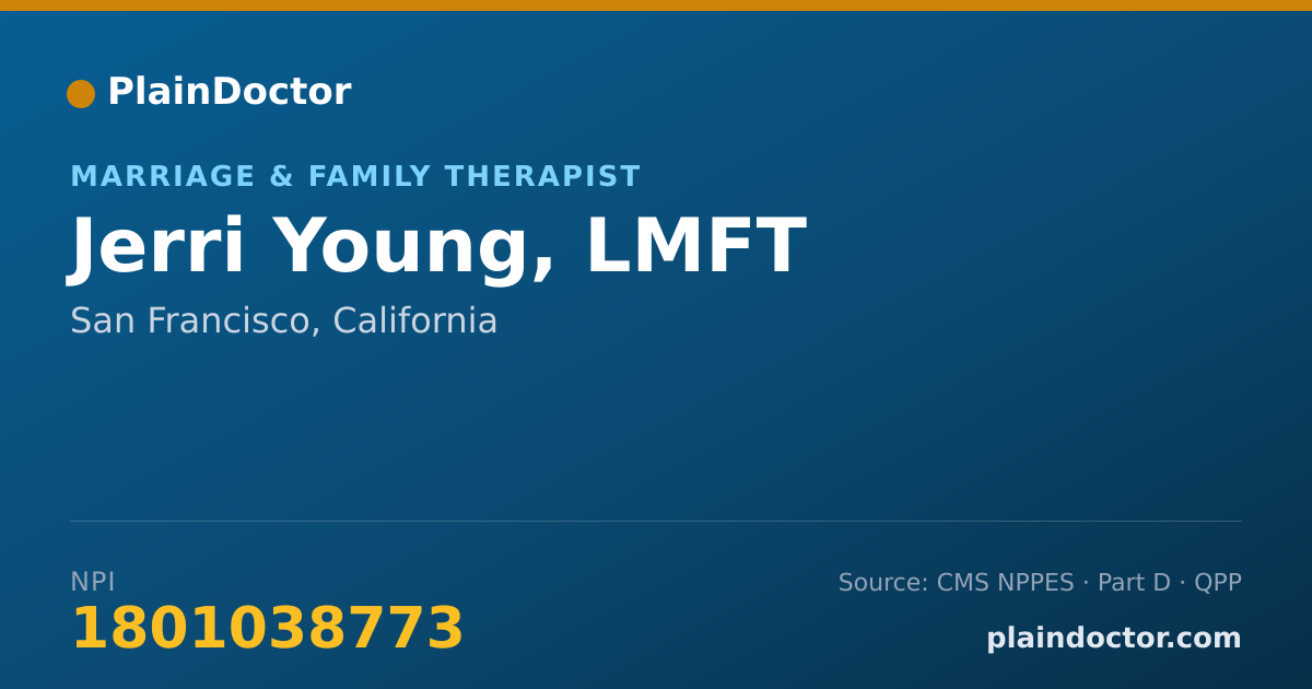 Shareable card for Jerri Young, LMFT - Marriage & Family Therapist, San Francisco, CA