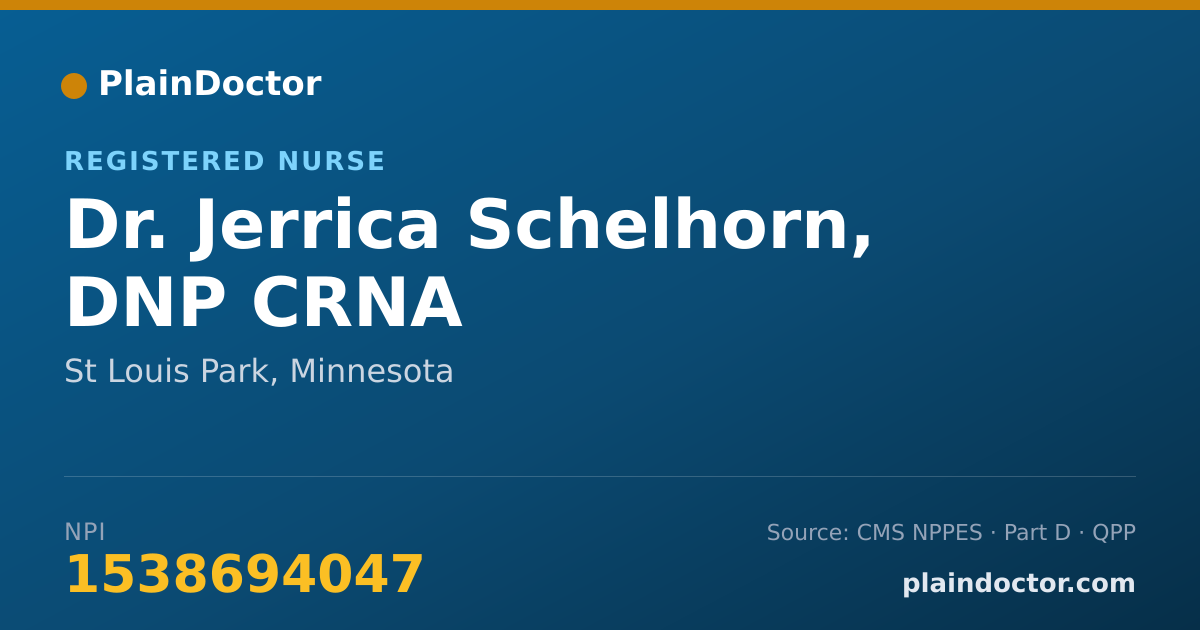 Shareable card for Jerrica Schelhorn, DNP CRNA - Registered Nurse, St Louis Park, MN