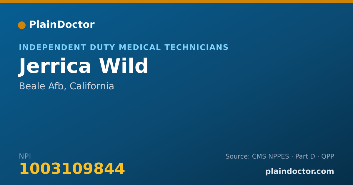 Shareable card for Jerrica Wild - Independent Duty Medical Technicians, Beale Afb, CA