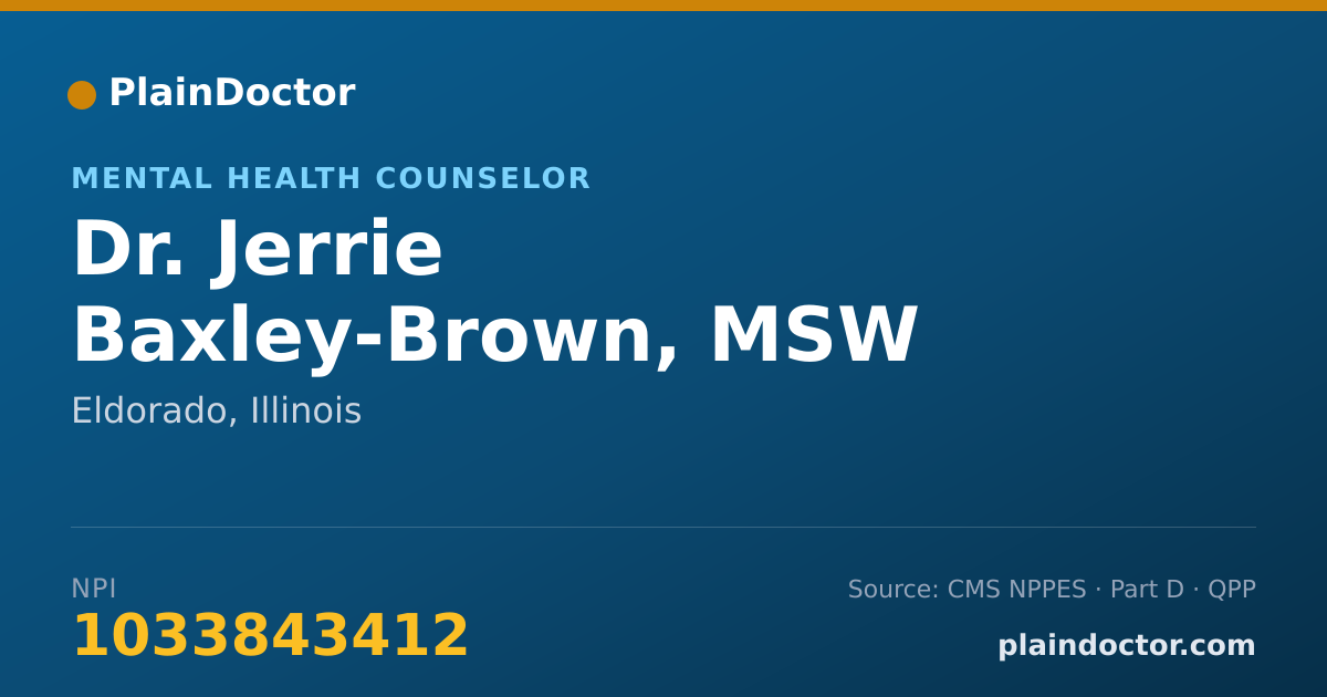 Shareable card for Jerrie Baxley-Brown, MSW - Mental Health Counselor, Eldorado, IL