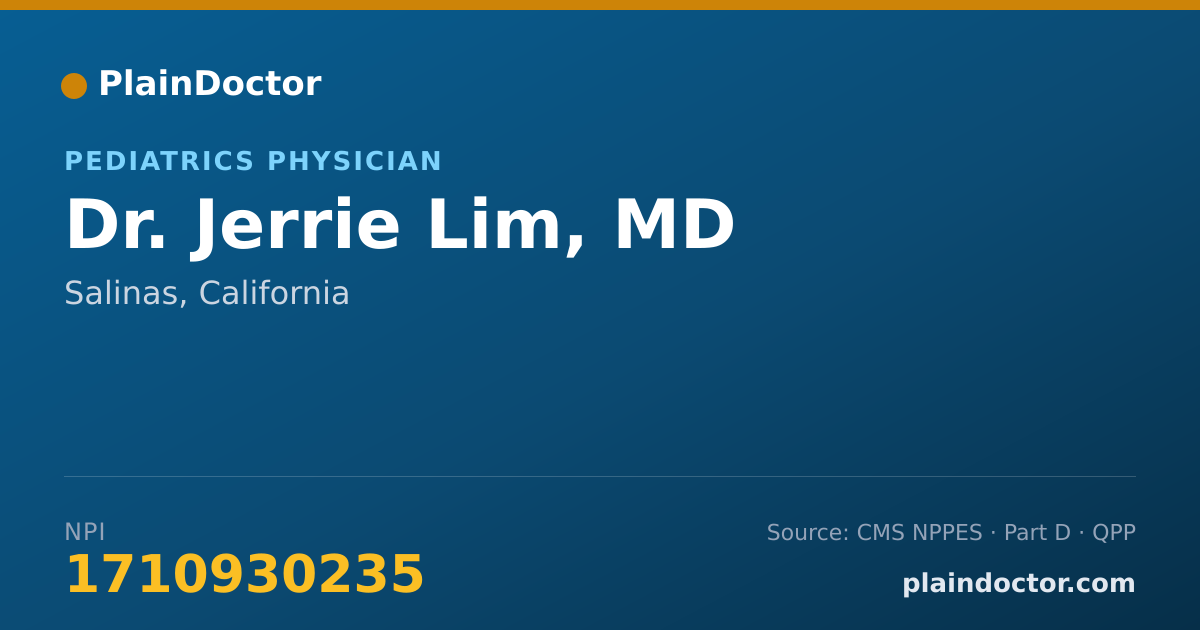 Shareable card for Jerrie Lim, MD - Pediatrics Physician, Salinas, CA