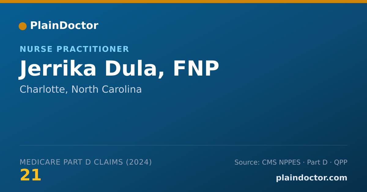 Shareable card for Jerrika Dula, FNP - Nurse Practitioner, Charlotte, NC