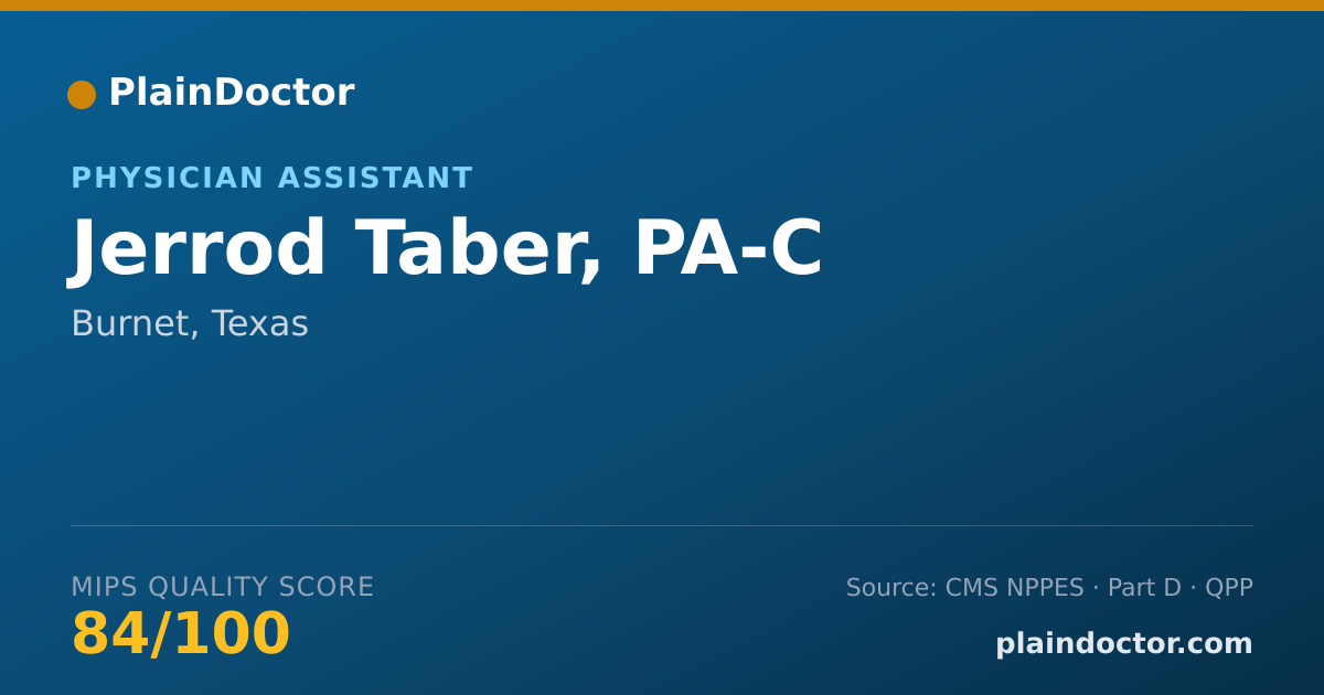Shareable card for Jerrod Taber, PA-C - Physician Assistant, Burnet, TX