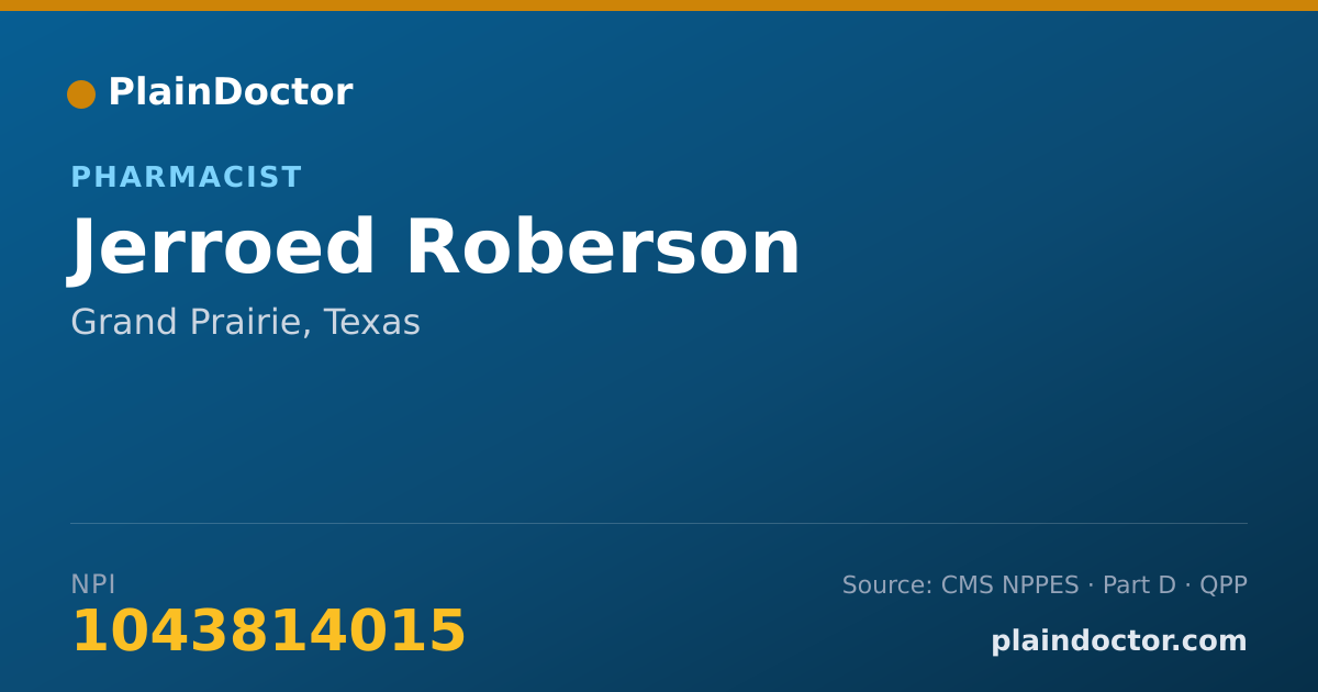 Shareable card for Jerroed Roberson - Pharmacist, Grand Prairie, TX