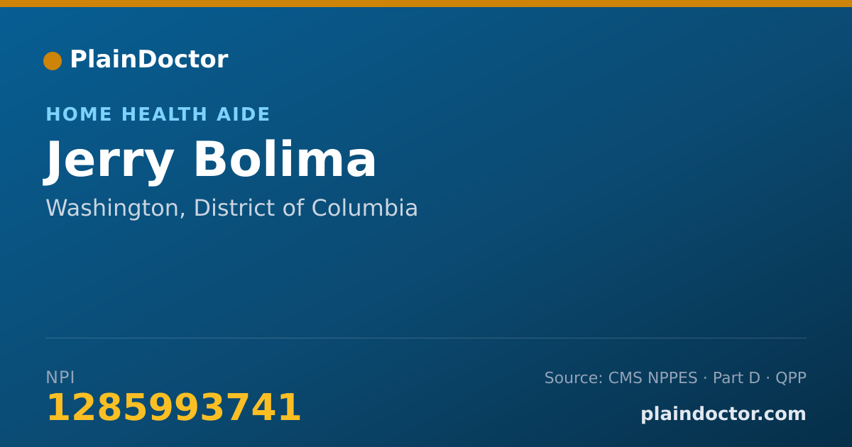 Shareable card for Jerry Bolima - Home Health Aide, Washington, DC