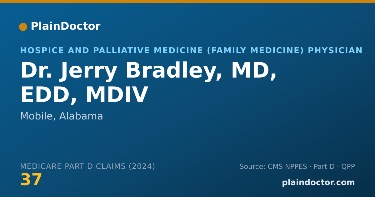 Shareable card for Jerry Bradley, MD, EDD, MDIV - Hospice and Palliative Medicine (Family Medicine) Physician, Mobile, AL