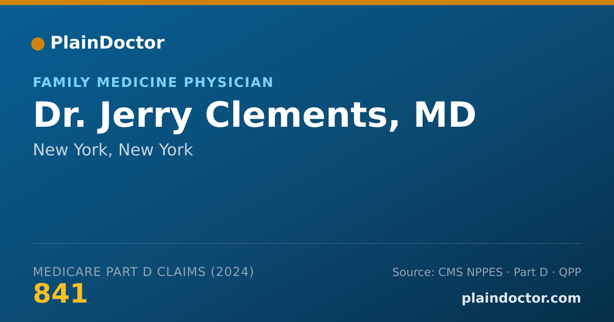 Shareable card for Jerry Clements, MD - Family Medicine Physician, New York, NY
