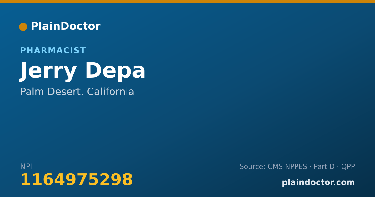 Shareable card for Jerry Depa - Pharmacist, Palm Desert, CA