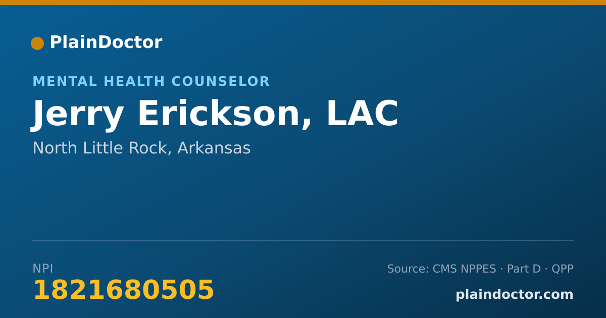 Shareable card for Jerry Erickson, LAC - Mental Health Counselor, North Little Rock, AR
