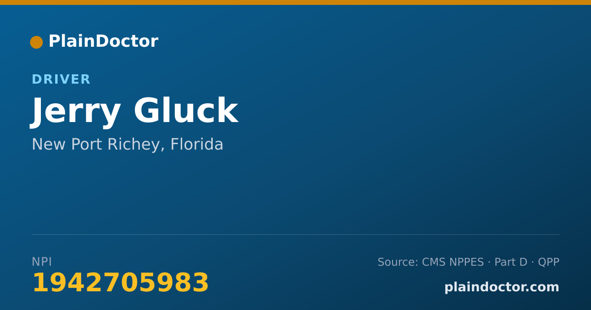 Shareable card for Jerry Gluck - Driver, New Port Richey, FL