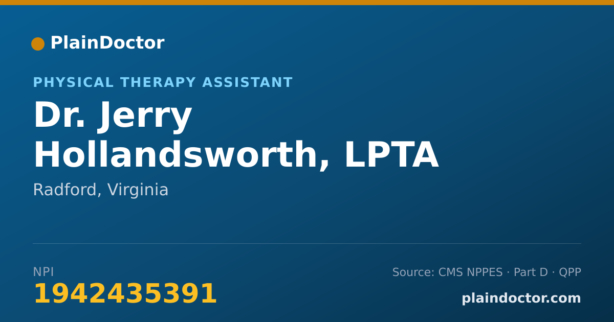 Shareable card for Jerry Hollandsworth, LPTA - Physical Therapy Assistant, Radford, VA