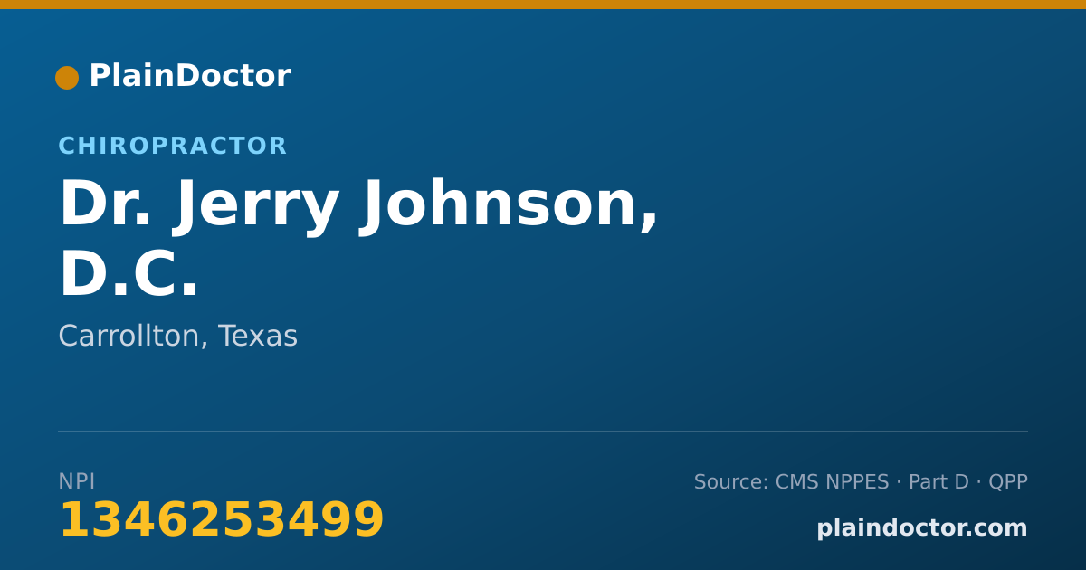 Shareable card for Jerry Johnson, D.C. - Chiropractor, Carrollton, TX
