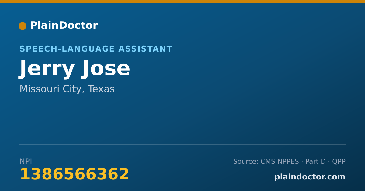 Shareable card for Jerry Jose - Speech-Language Assistant, Missouri City, TX