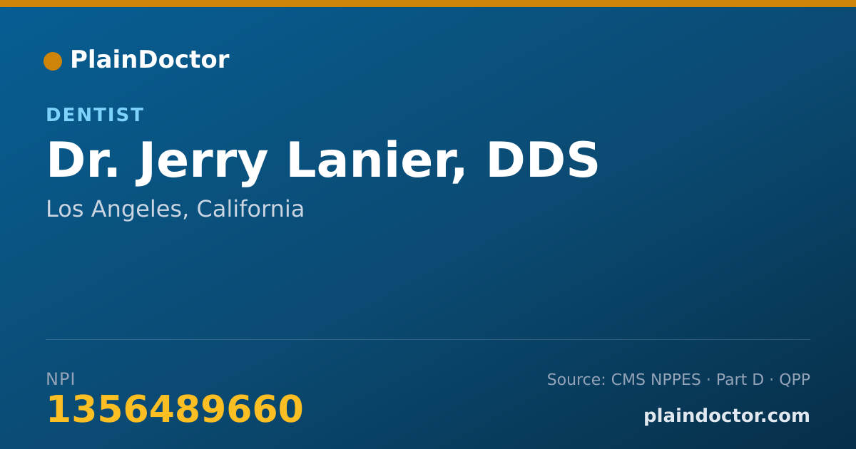 Shareable card for Jerry Lanier, DDS - Dentist, Los Angeles, CA
