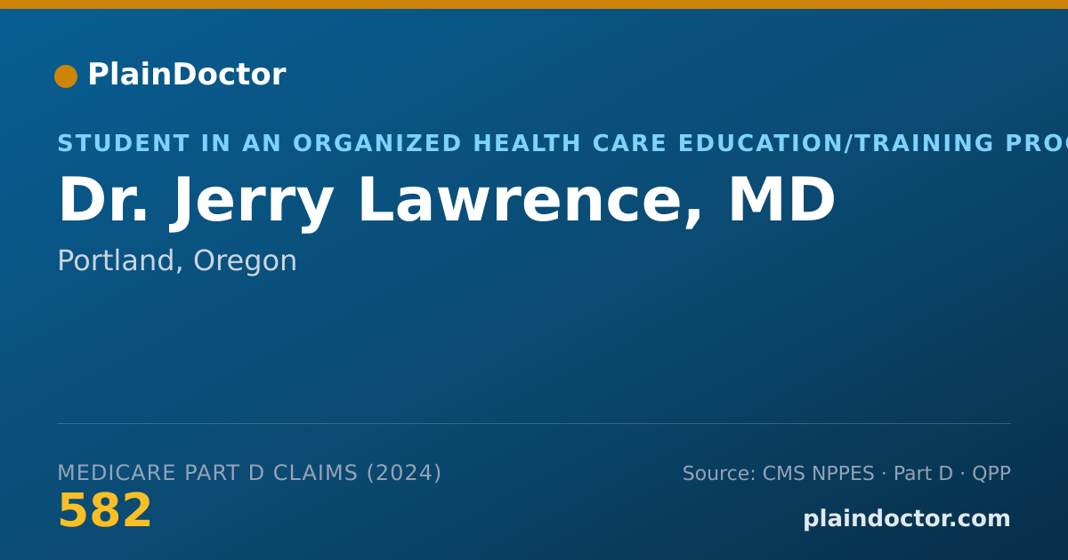 Shareable card for Jerry Lawrence, MD - Student in an Organized Health Care Education/Training Program, Portland, OR