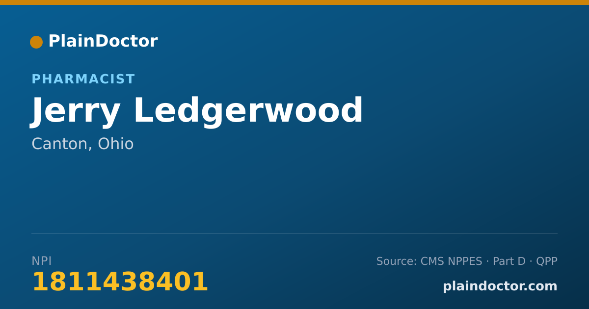 Shareable card for Jerry Ledgerwood - Pharmacist, Canton, OH