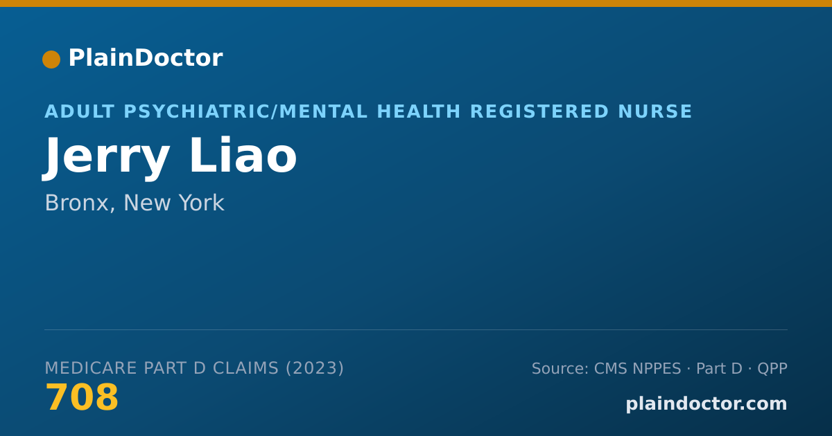 Shareable card for Jerry Liao - Adult Psychiatric/Mental Health Registered Nurse, Bronx, NY