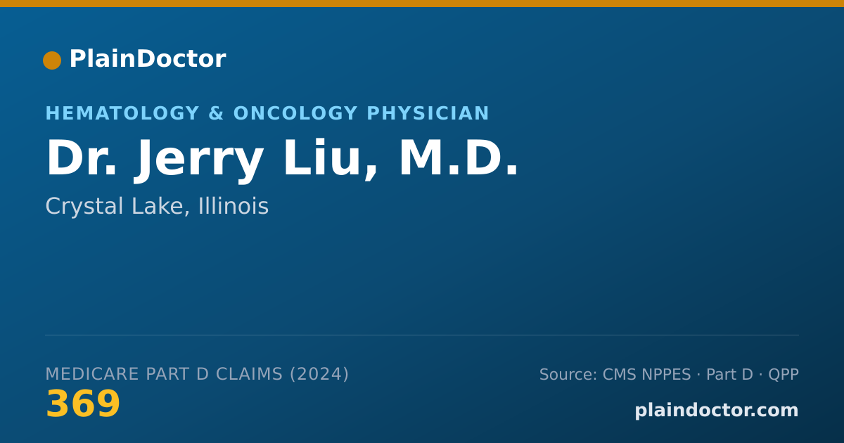 Shareable card for Jerry Liu, M.D. - Hematology & Oncology Physician, Crystal Lake, IL