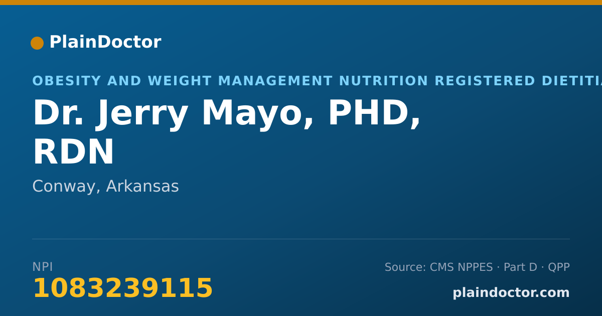 Shareable card for Jerry Mayo, PHD, RDN - Obesity and Weight Management Nutrition Registered Dietitian, Conway, AR