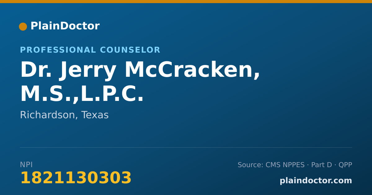 Shareable card for Jerry McCracken, M.S.,L.P.C. - Professional Counselor, Richardson, TX