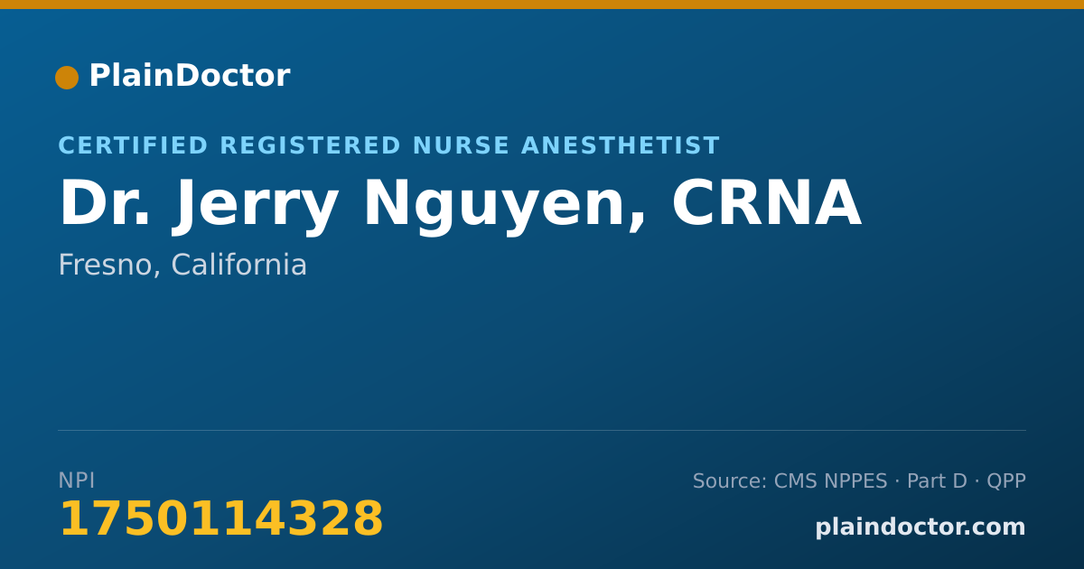 Shareable card for Jerry Nguyen, CRNA - Certified Registered Nurse Anesthetist, Fresno, CA