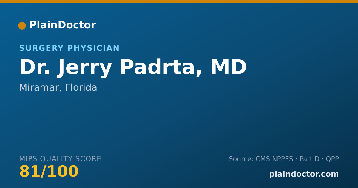 Shareable card for Jerry Padrta, MD - Surgery Physician, Miramar, FL