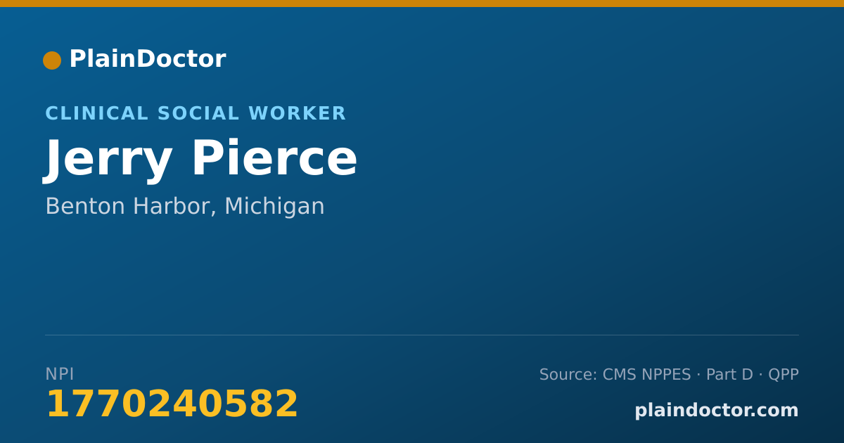 Shareable card for Jerry Pierce - Clinical Social Worker, Benton Harbor, MI