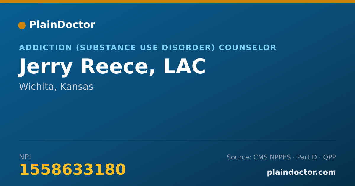 Shareable card for Jerry Reece, LAC - Addiction (Substance Use Disorder) Counselor, Wichita, KS