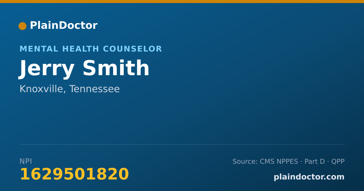 Shareable card for Jerry Smith - Mental Health Counselor, Knoxville, TN