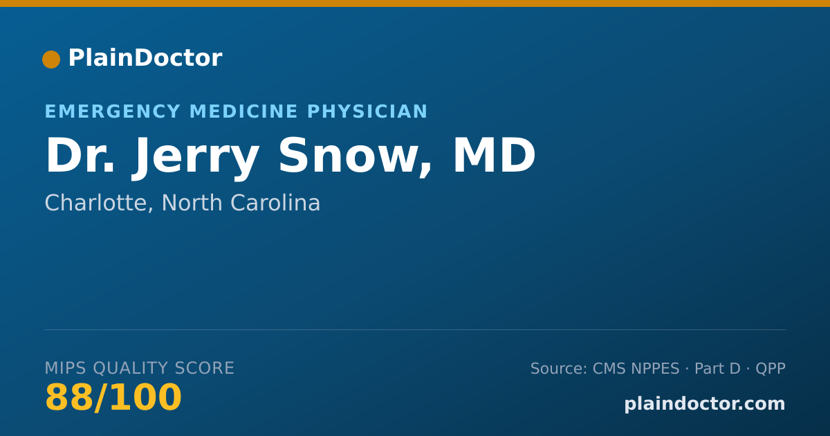 Shareable card for Jerry Snow, MD - Emergency Medicine Physician, Charlotte, NC