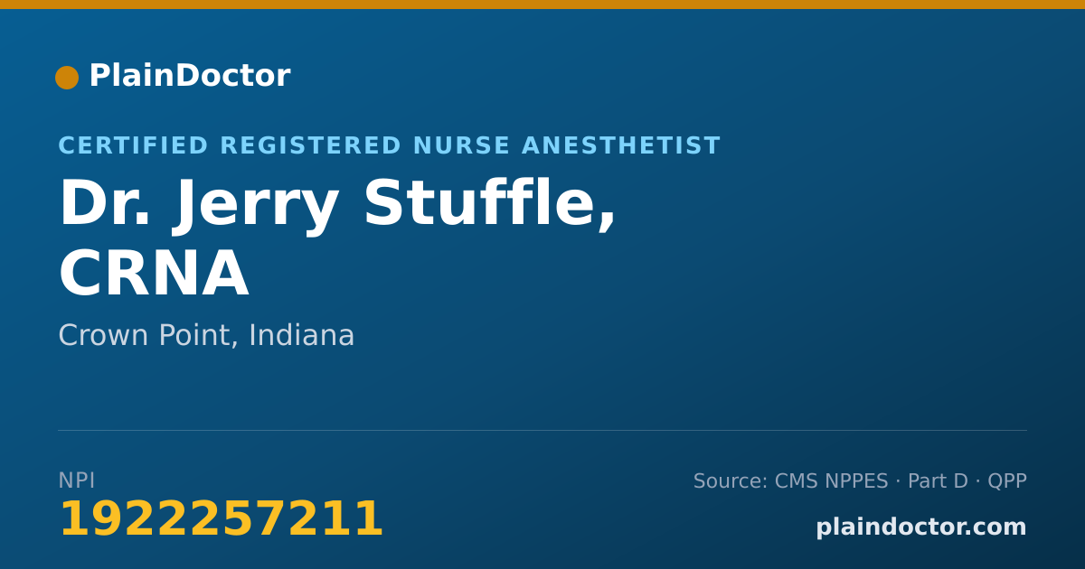 Shareable card for Jerry Stuffle, CRNA - Certified Registered Nurse Anesthetist, Crown Point, IN
