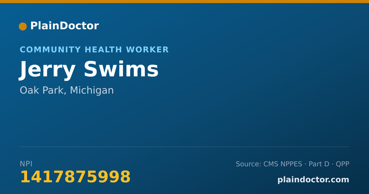Shareable card for Jerry Swims - Community Health Worker, Oak Park, MI