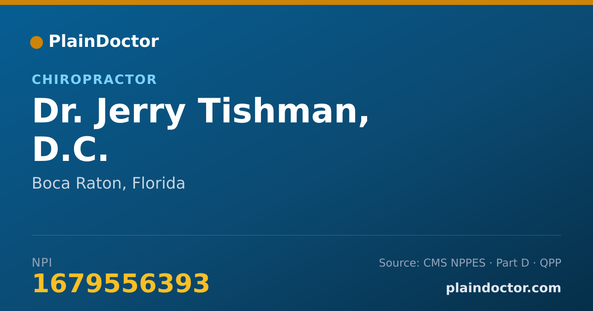 Shareable card for Jerry Tishman, D.C. - Chiropractor, Boca Raton, FL