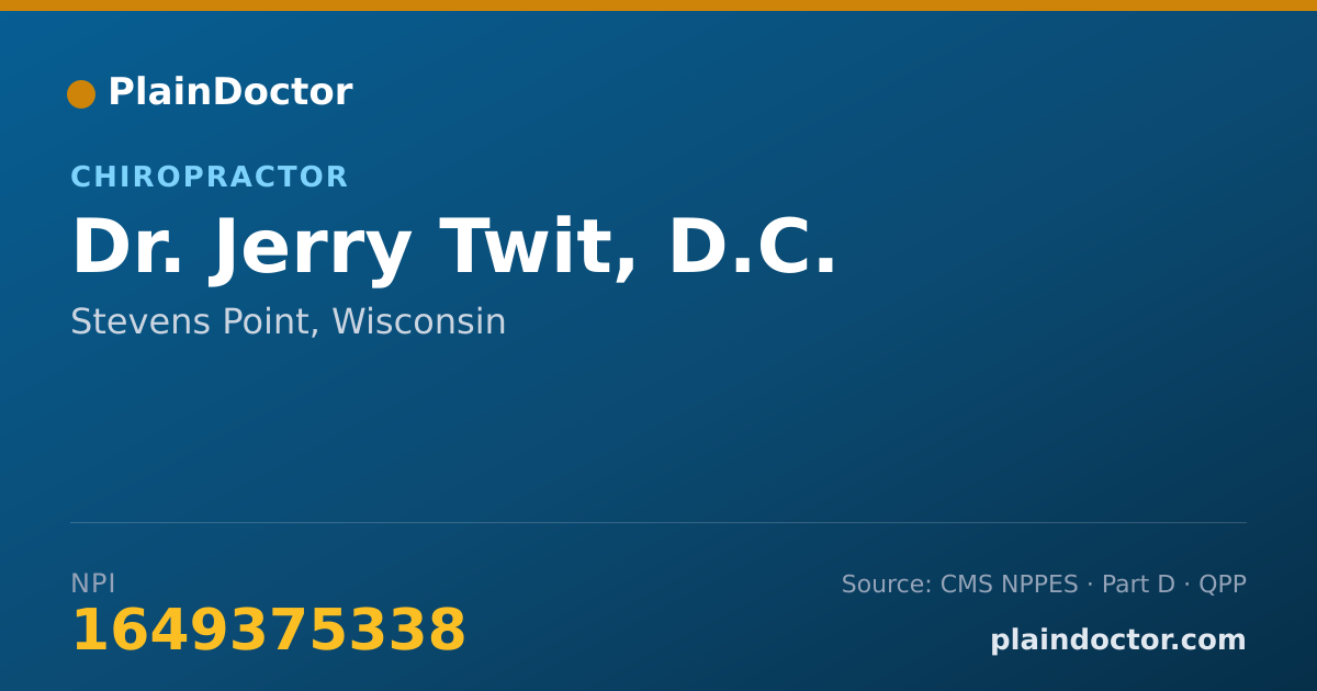 Shareable card for Jerry Twit, D.C. - Chiropractor, Stevens Point, WI