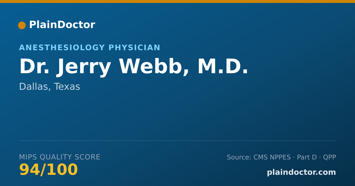 Shareable card for Jerry Webb, M.D. - Anesthesiology Physician, Dallas, TX