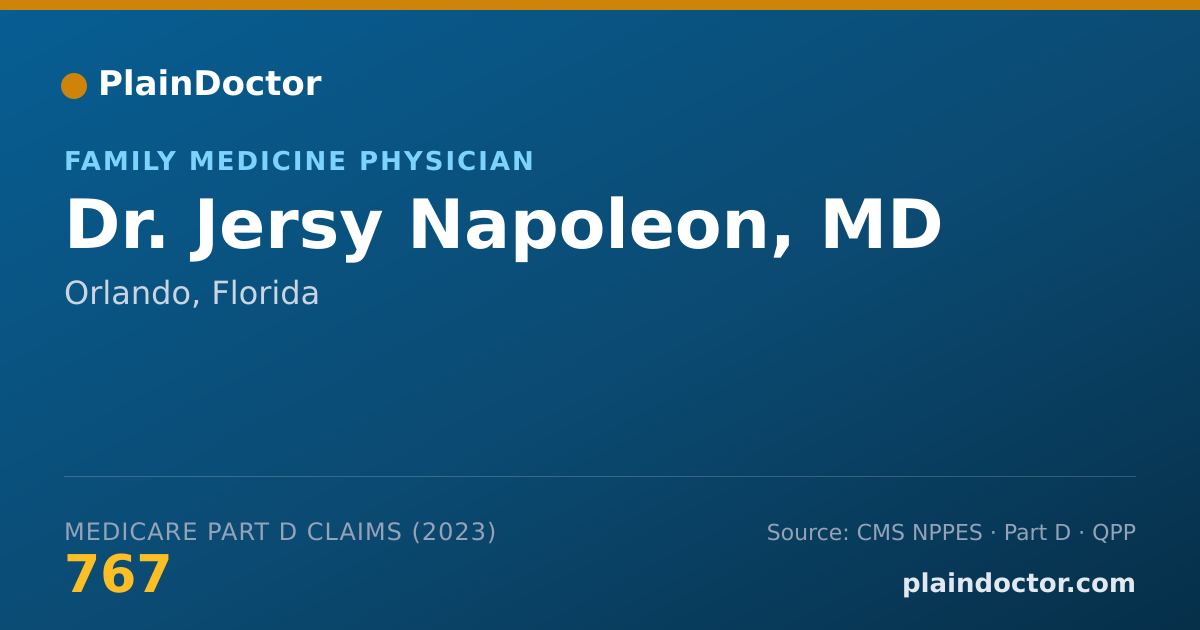 Shareable card for Jersy Napoleon, MD - Family Medicine Physician, Orlando, FL