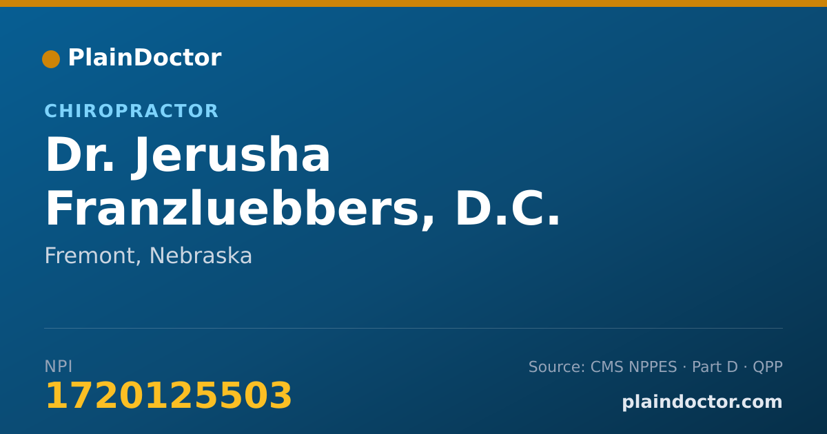 Shareable card for Jerusha Franzluebbers, D.C. - Chiropractor, Fremont, NE