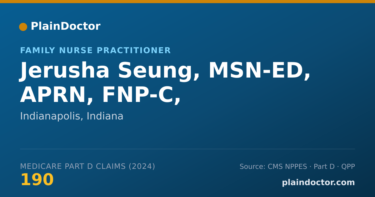Shareable card for Jerusha Seung, MSN-ED, APRN, FNP-C, - Family Nurse Practitioner, Indianapolis, IN