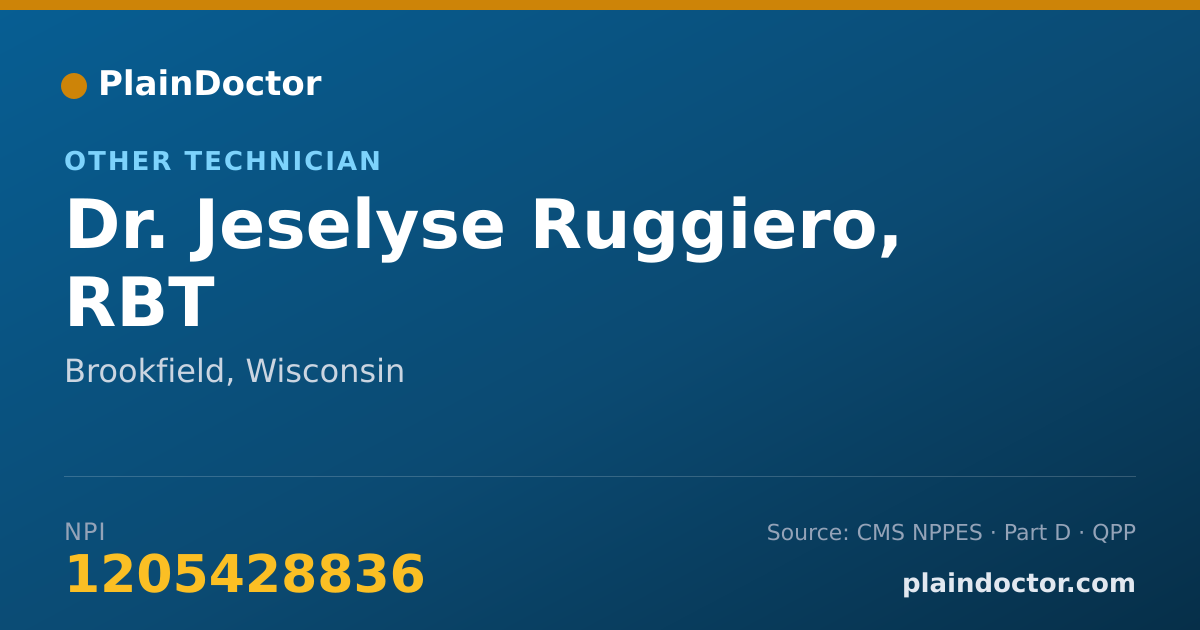 Shareable card for Jeselyse Ruggiero, RBT - Other Technician, Brookfield, WI