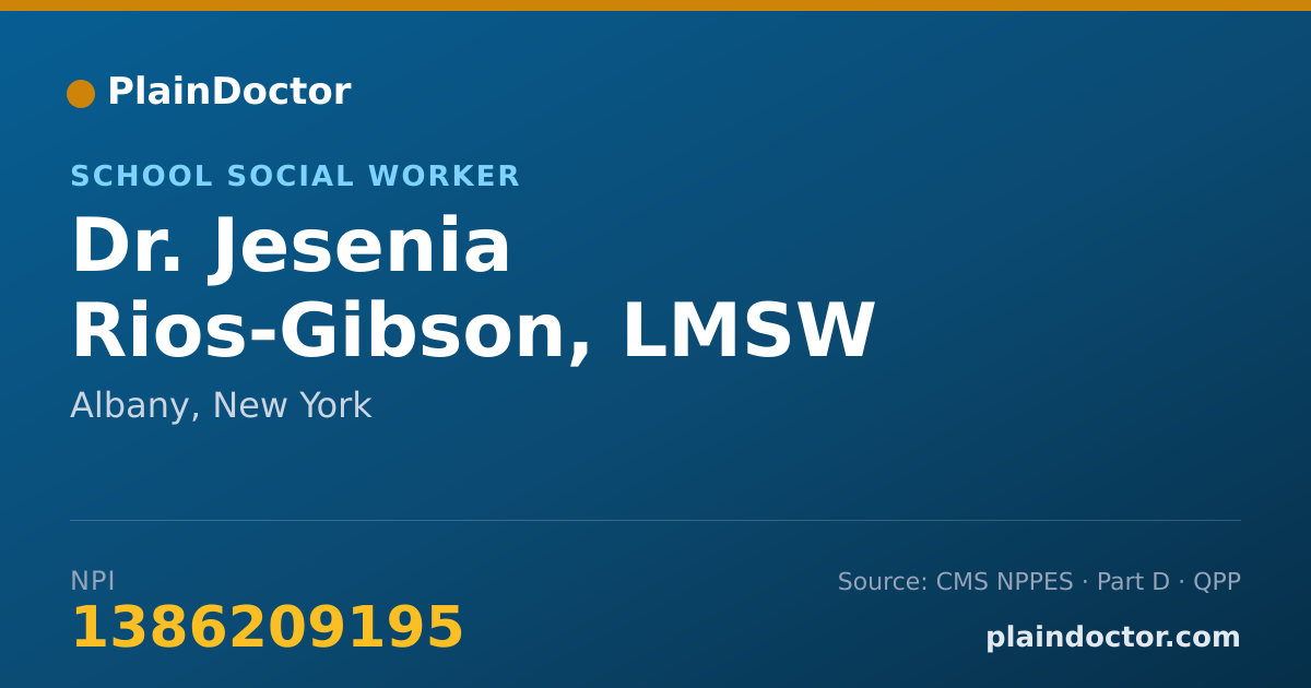 Shareable card for Jesenia Rios-Gibson, LMSW - School Social Worker, Albany, NY