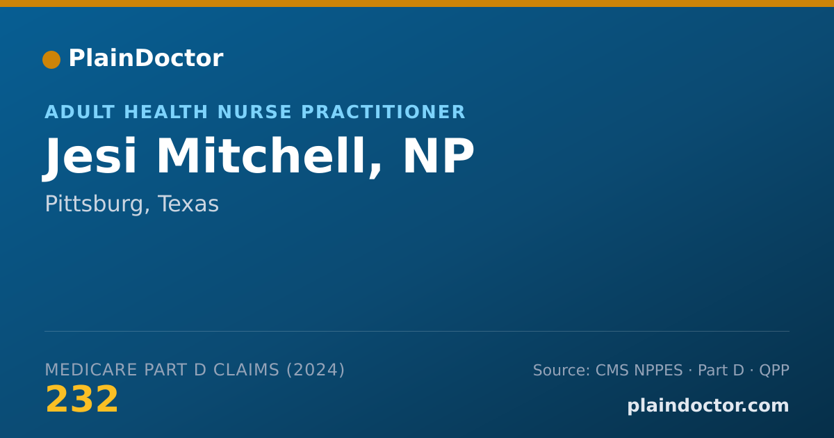 Shareable card for Jesi Mitchell, NP - Adult Health Nurse Practitioner, Pittsburg, TX