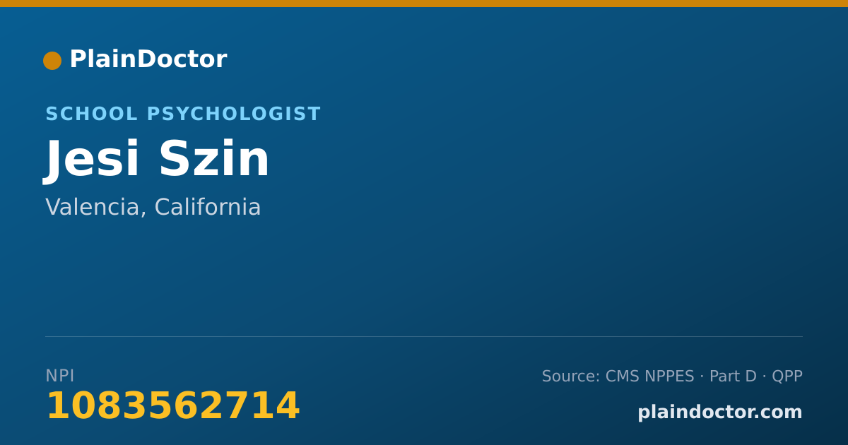 Shareable card for Jesi Szin - School Psychologist, Valencia, CA