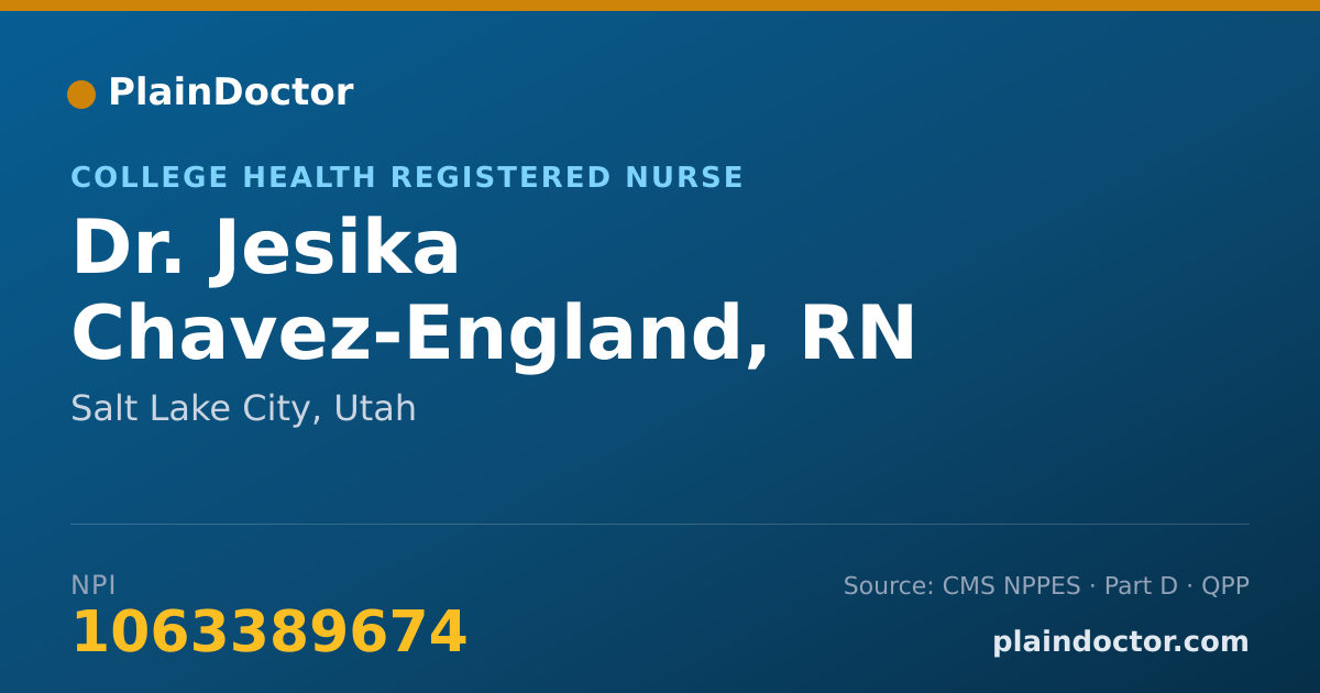 Shareable card for Jesika Chavez-England, RN - College Health Registered Nurse, Salt Lake City, UT