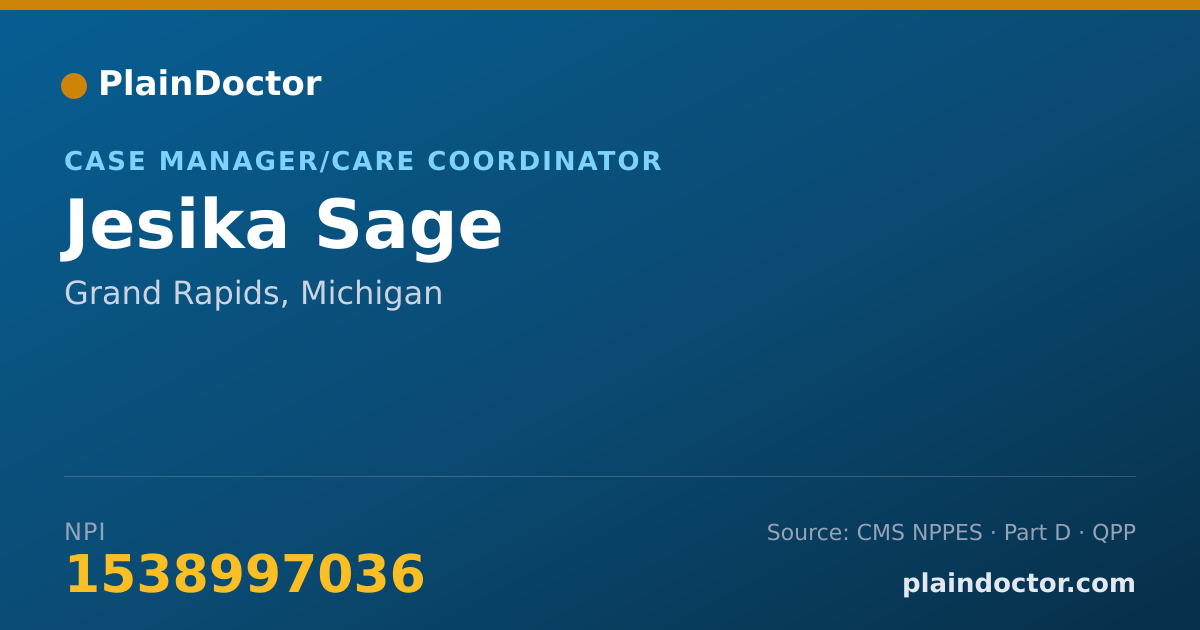 Shareable card for Jesika Sage - Case Manager/Care Coordinator, Grand Rapids, MI