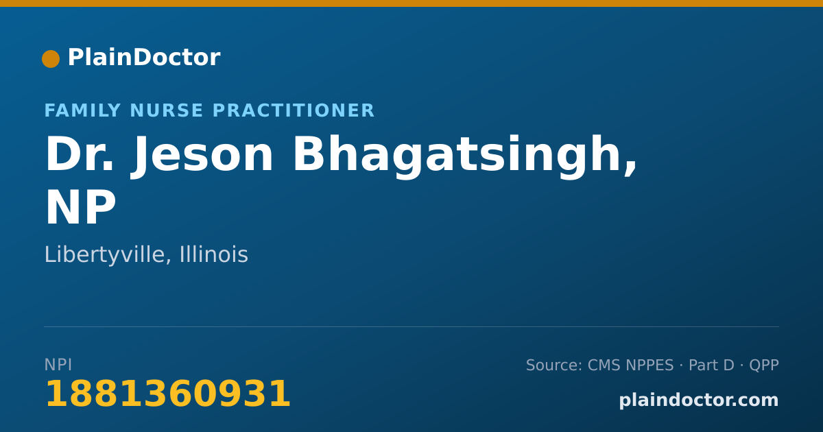Shareable card for Jeson Bhagatsingh, NP - Family Nurse Practitioner, Libertyville, IL